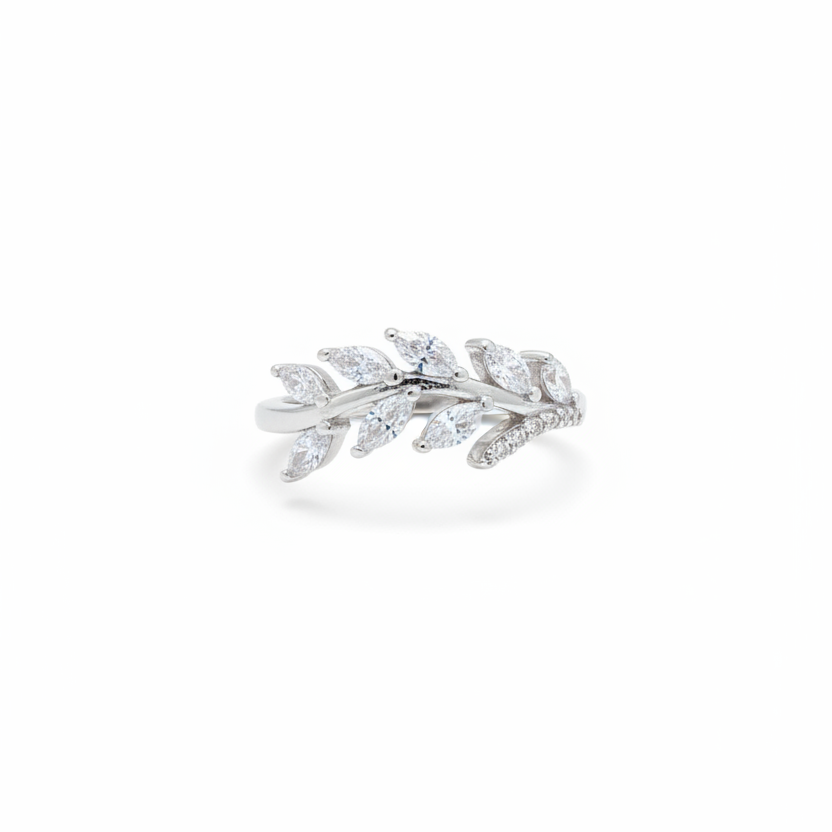 92.5 Silver Leaf Ring for Women Size 9 | Stylish Botanical Design | Elegant Fashion Jewellery