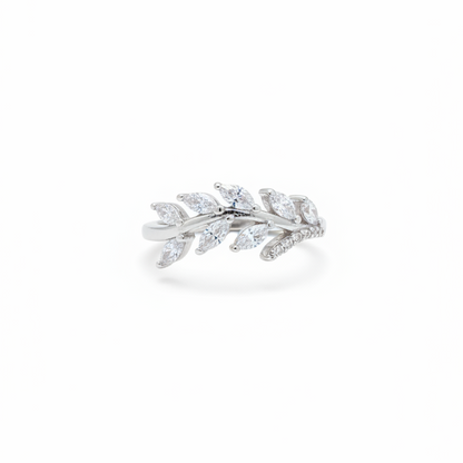 92.5 Silver Leaf Ring for Women Size 9 | Stylish Botanical Design | Elegant Fashion Jewellery
