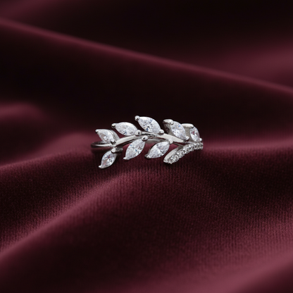 92.5 Silver Leaf Ring for Women Size 9 | Stylish Botanical Design | Elegant Fashion Jewellery
