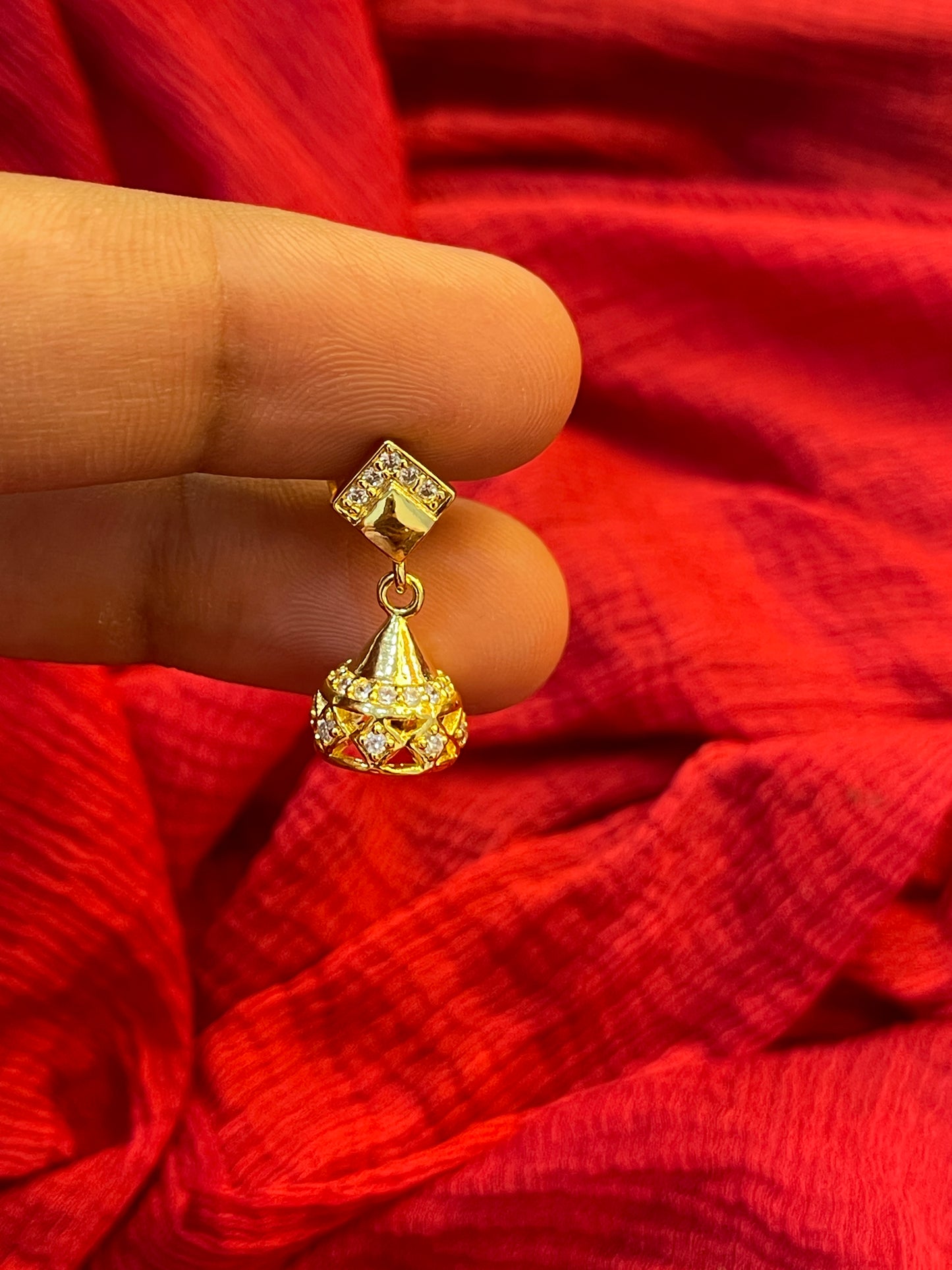92.5 Silver Gold Plated White Stone Minimal Jhumkas for Women | Elegant Ethnic Design | Stylish Jewellery