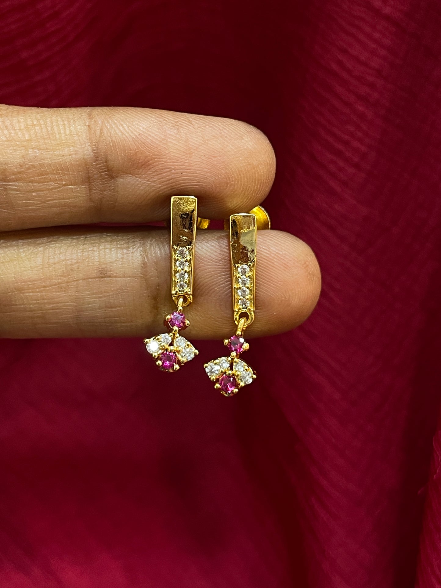 925 Silver Gold Plated Drop Studs