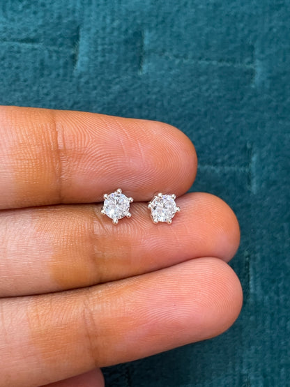 92.5 Silver White Stone Second Studs | Stylish Sparkle Design | Elegant Jewellery