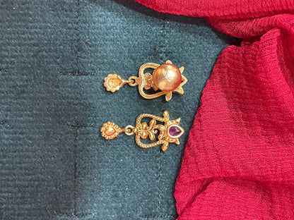 92.5 silver gold plated classy stylish temple style earrings