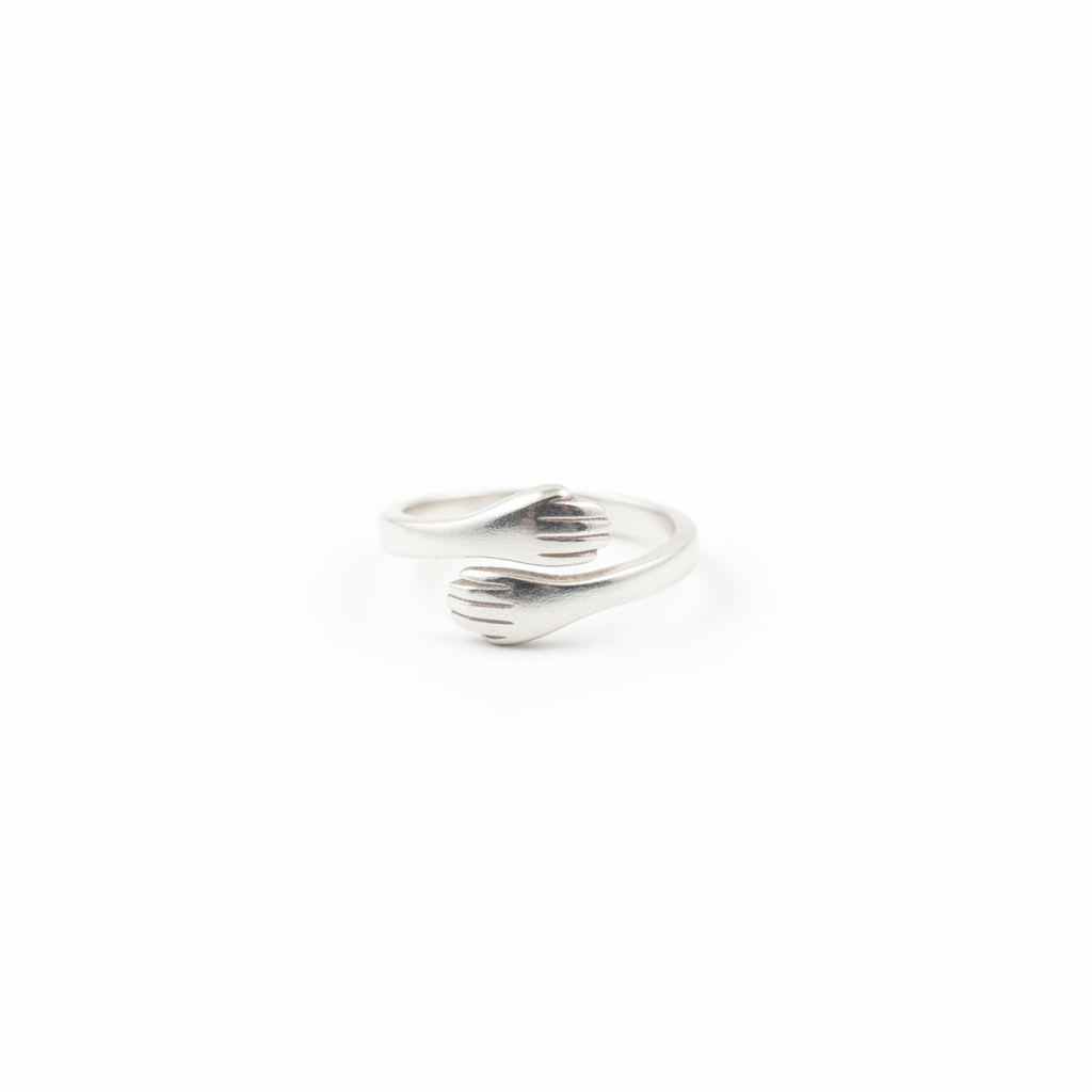 92.5 Silver Hug Ring for Women Size 8 | Stylish Embrace Design | Elegant Fashion Jewellery
