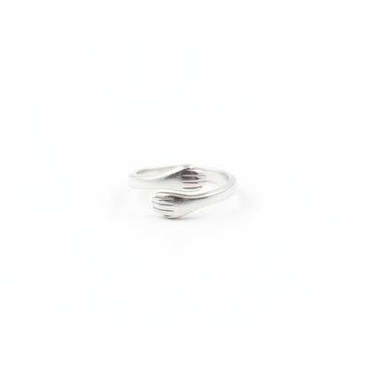 92.5 Silver Hug Ring for Women Size 8 | Stylish Embrace Design | Elegant Fashion Jewellery