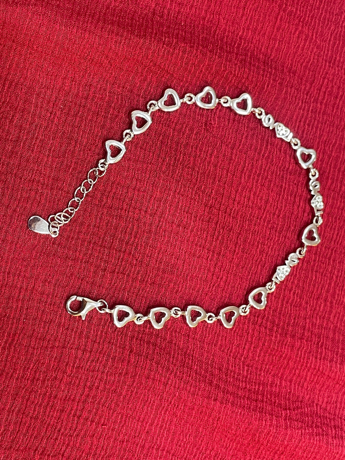 925 Silver Love Heart Bracelet