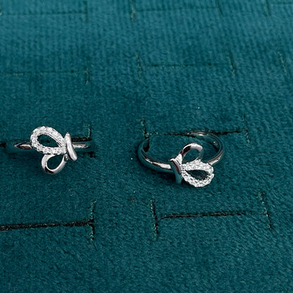 92.5 Sterling Silver CZ Butterfly Open Toe Rings for Women — Pair