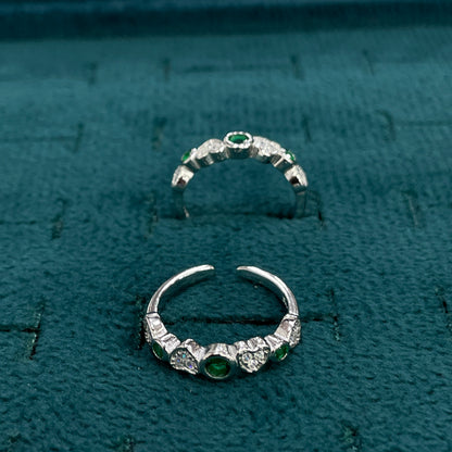 92.5 Silver Green & White CZ Eternity Band Toe Rings for Women