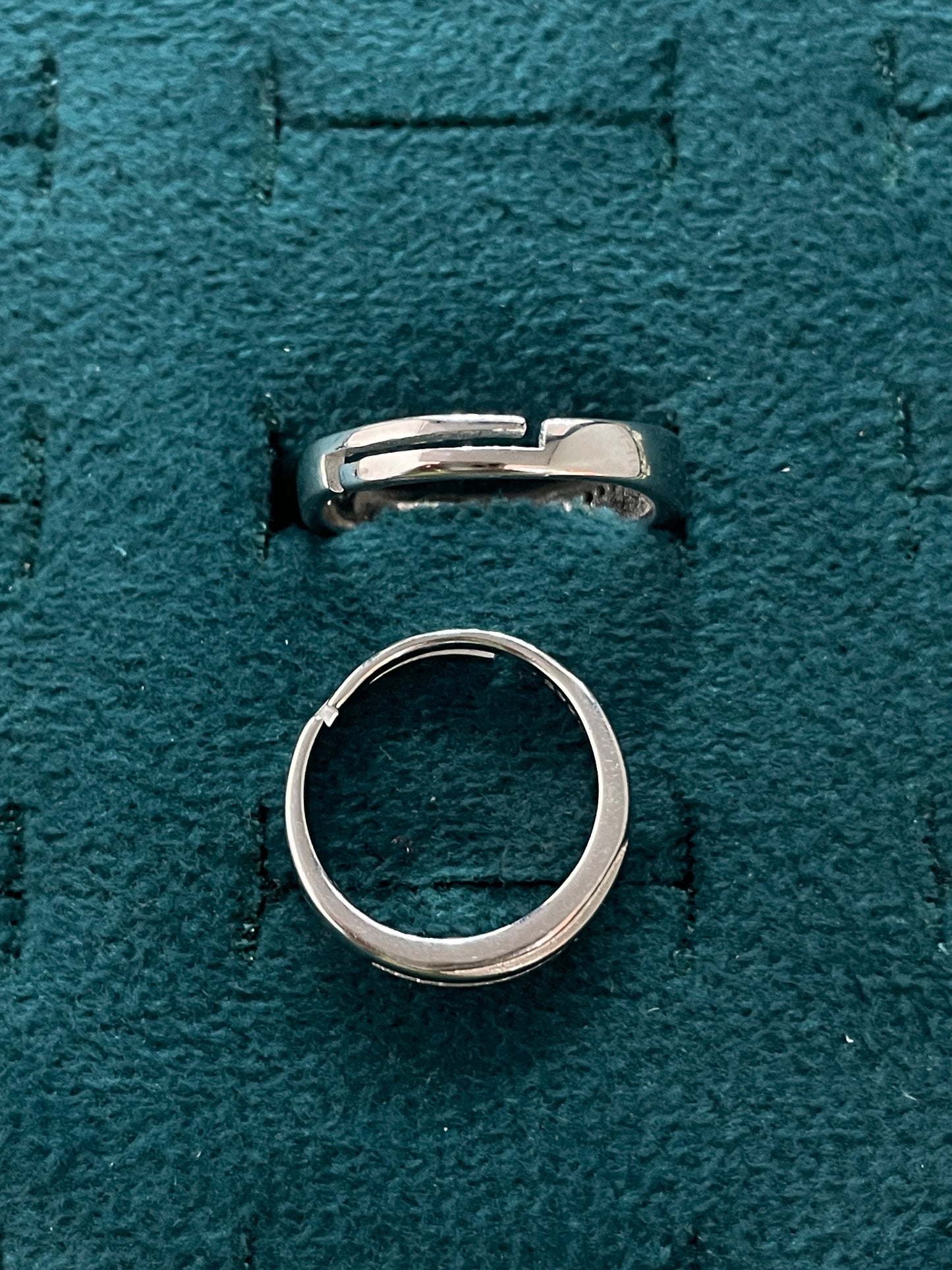 92.5 Silver Diagonal Stone Band Couple Rings | Adjustable Classic Design