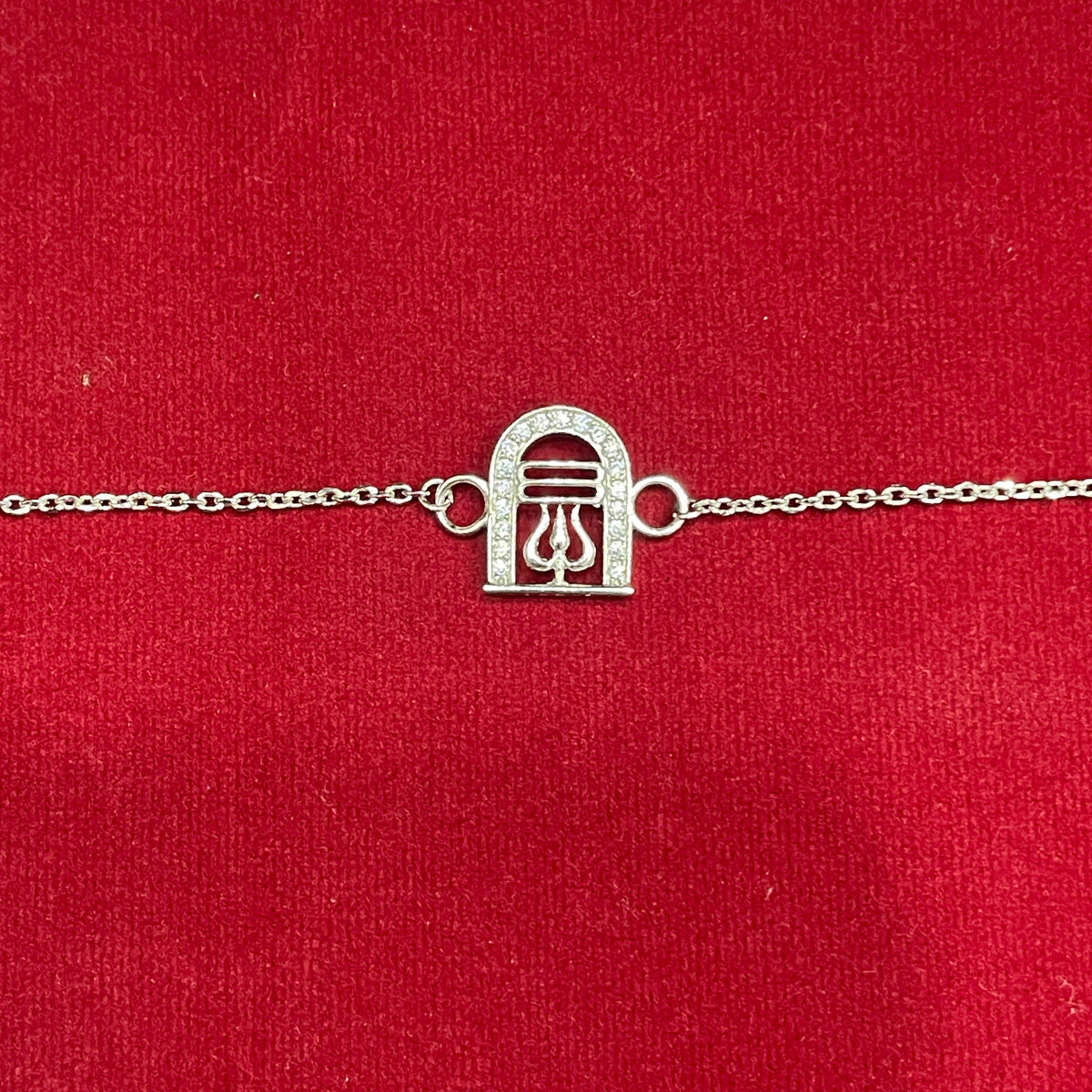 925 Sterling Silver Shivling Rakhi | CZ Stone Chain Rakhi for Raksha Bandhan