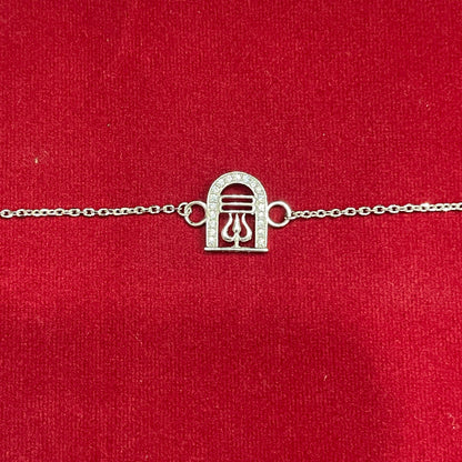 925 Sterling Silver Shivling Rakhi | CZ Stone Chain Rakhi for Raksha Bandhan