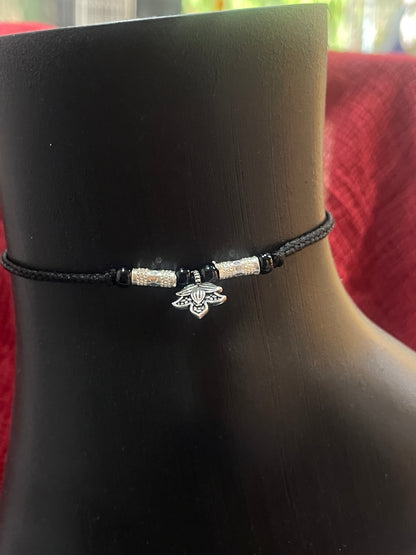 92.5 Sterling Silver Oxi Lotus Thread Anklet -Single pc