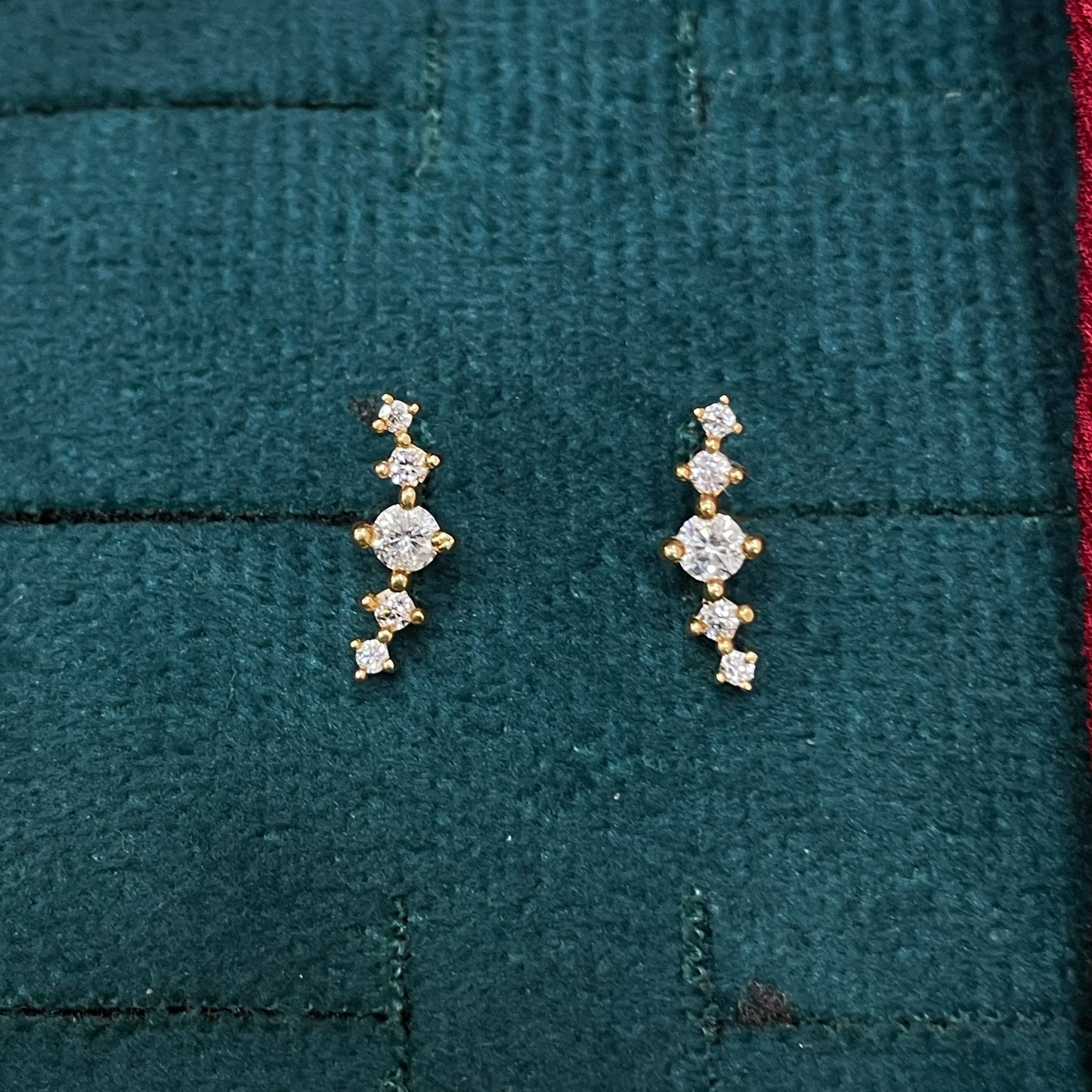 925 Silver Gold Plated 5 Stone Studs for Women | Classic Stud Earrings