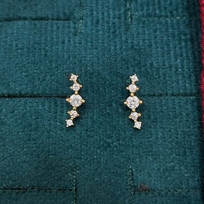 925 Silver Gold Plated 5 Stone Studs for Women | Classic Stud Earrings
