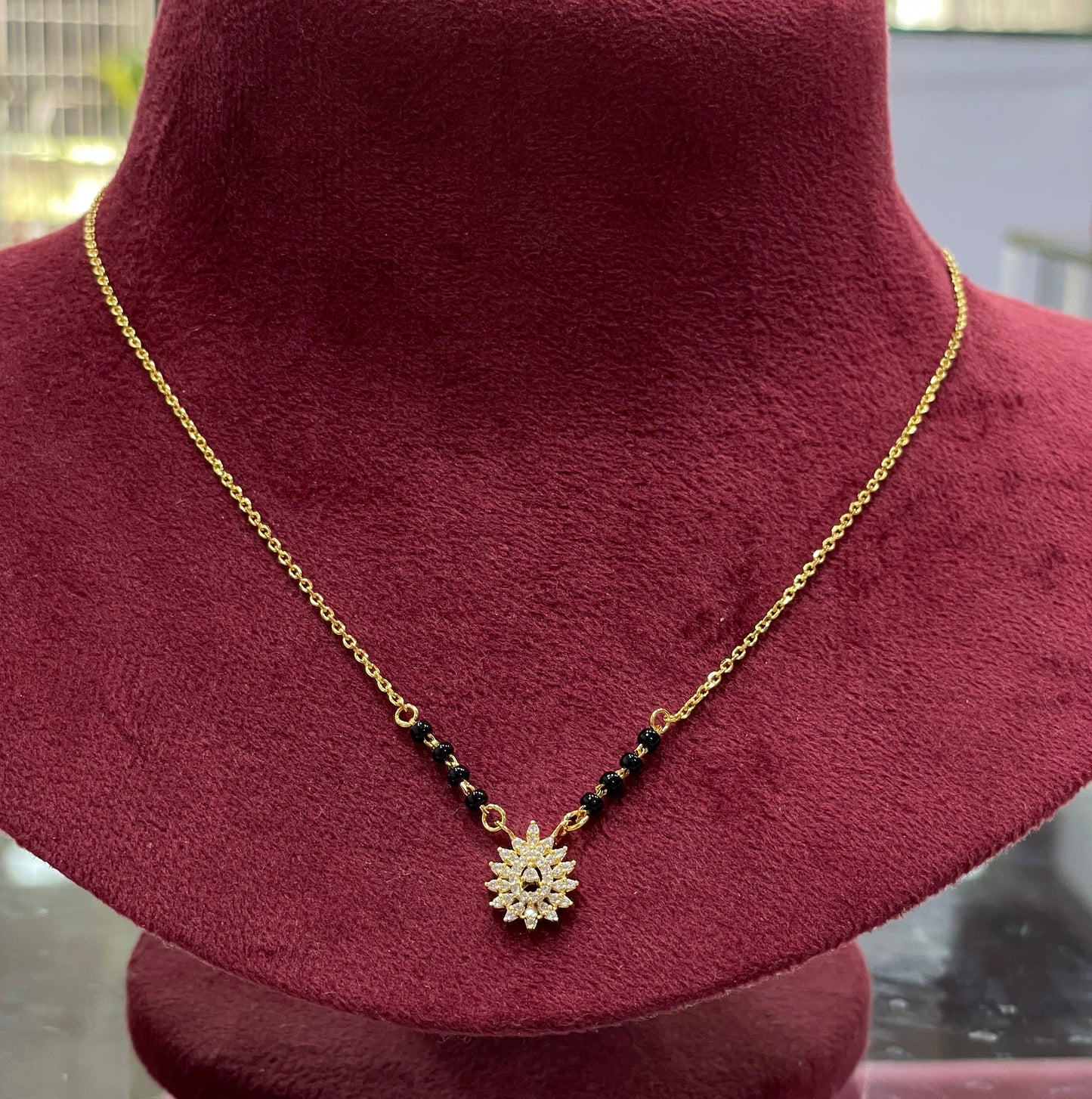 925 Silverv Gold-Plated Marquise Black bead chain for Women