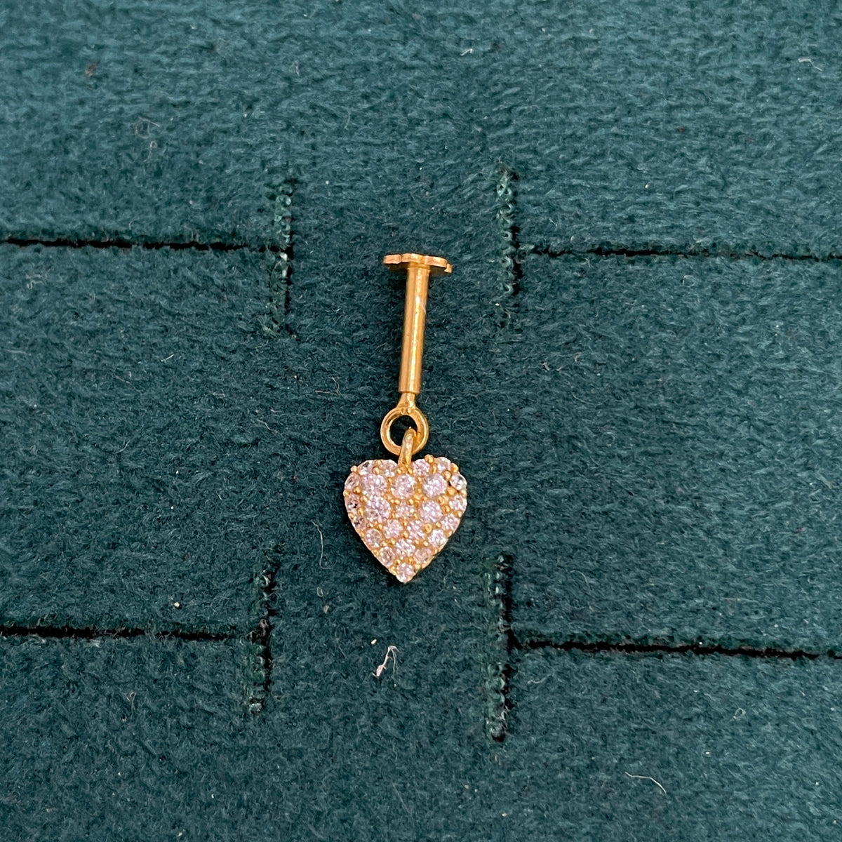 92.5 Sterling Silver Gold-Plated Pave CZ Heart Drop Bugadi Pair
