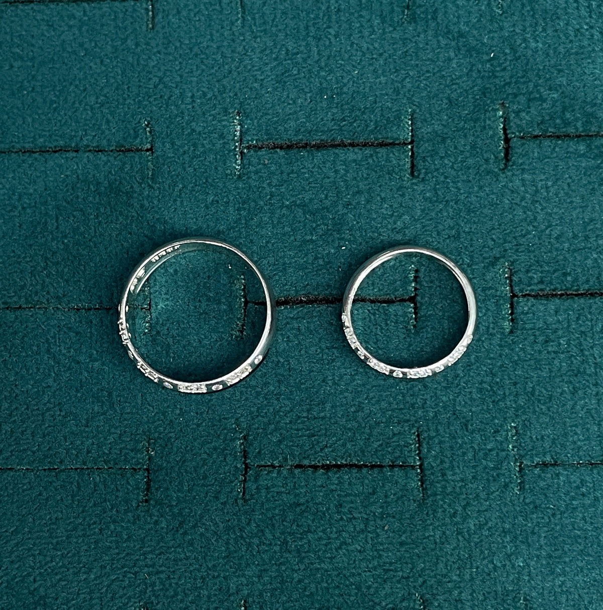 92.5 Silver Black Stripe Couple Rings - Men's 19 & Women's 10