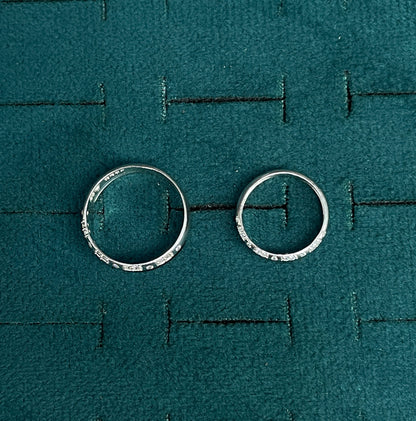 92.5 Silver Black Stripe Couple Rings - Men's 19 & Women's 10