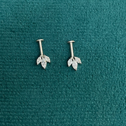 92.5 Silver Three Leaf Dainty Bugadi Pair