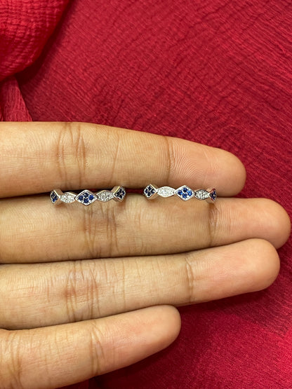 Silver Blue Stone Toe Rings