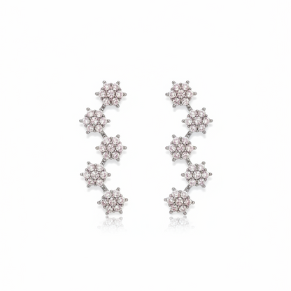 92.5 silver stylish flower earcuffs pair