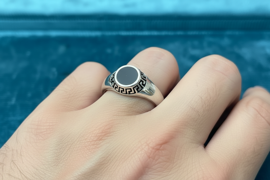 92.5 Silver Black Stone Men’s Ring Size 19 | Stylish Statement Design | Elegant Jewellery