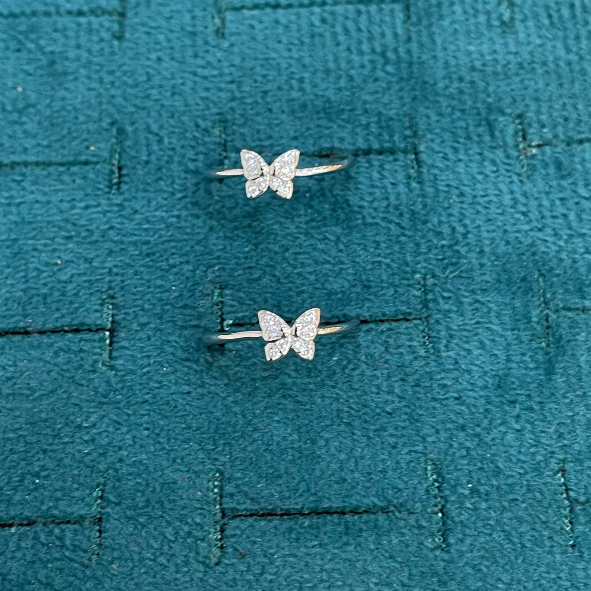 92.5 Sterling Silver Pave CZ Butterfly Toe Rings for Women