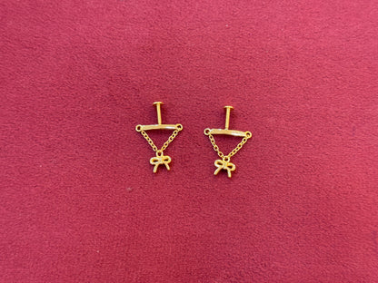 92.5 Silver Gold Plated Bow Bugadi - Pair