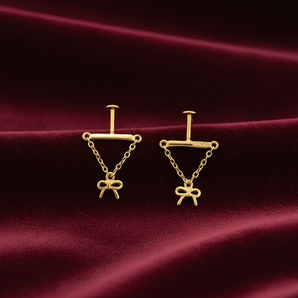 92.5 Silver Gold Plated Bow Bugadi - Pair