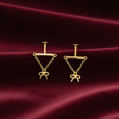 92.5 Silver Gold Plated Bow Bugadi - Pair