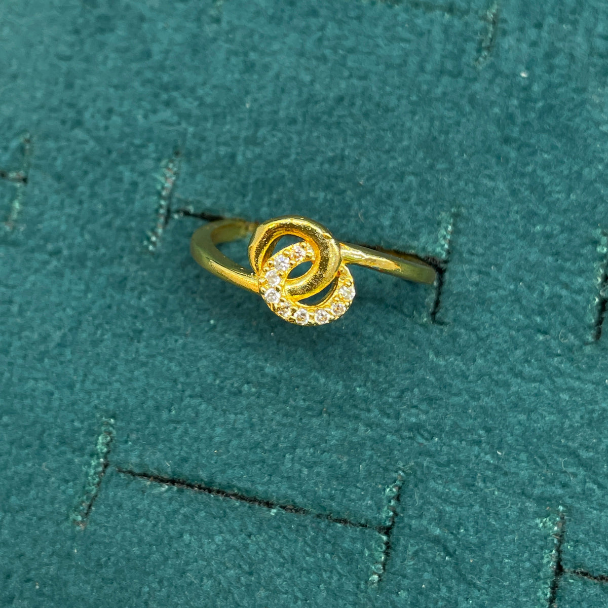 92.5 Silver Gold Plated White CZ Knot Ring for Women size 12