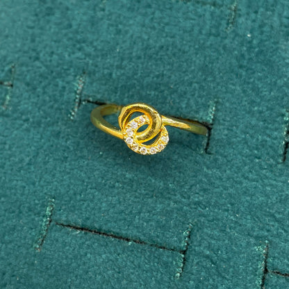 92.5 Silver Gold Plated White CZ Knot Ring for Women size 12