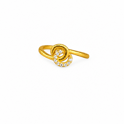92.5 Silver Gold Plated White CZ Knot Ring for Women size 12