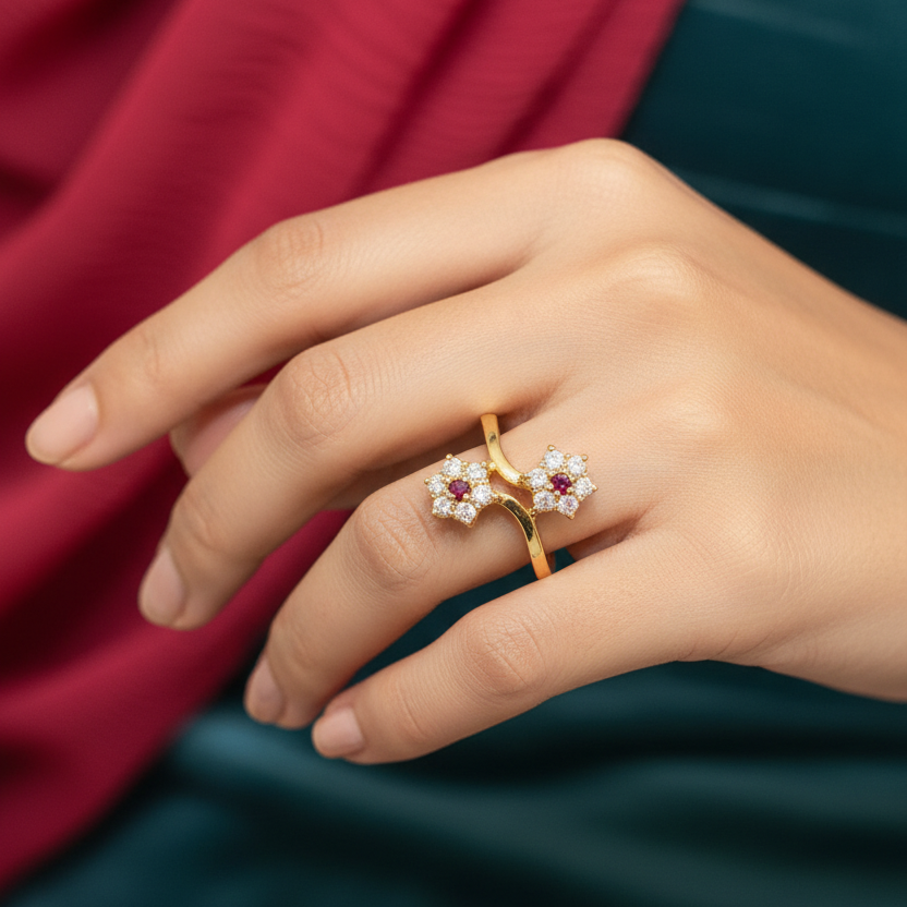 92.5 Silver Gold Plated Stylish Ring for Women Size 13 | Modern Elegant Design | Jewellery