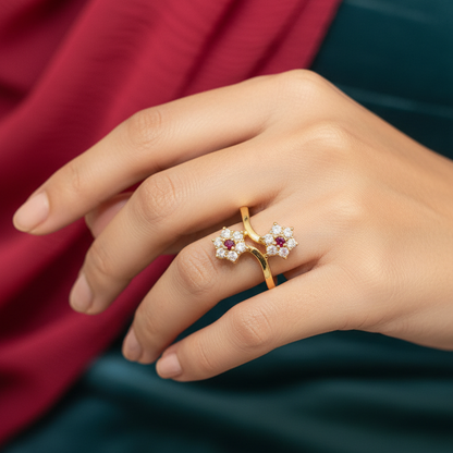 92.5 Silver Gold Plated Stylish Ring for Women Size 13 | Modern Elegant Design | Jewellery