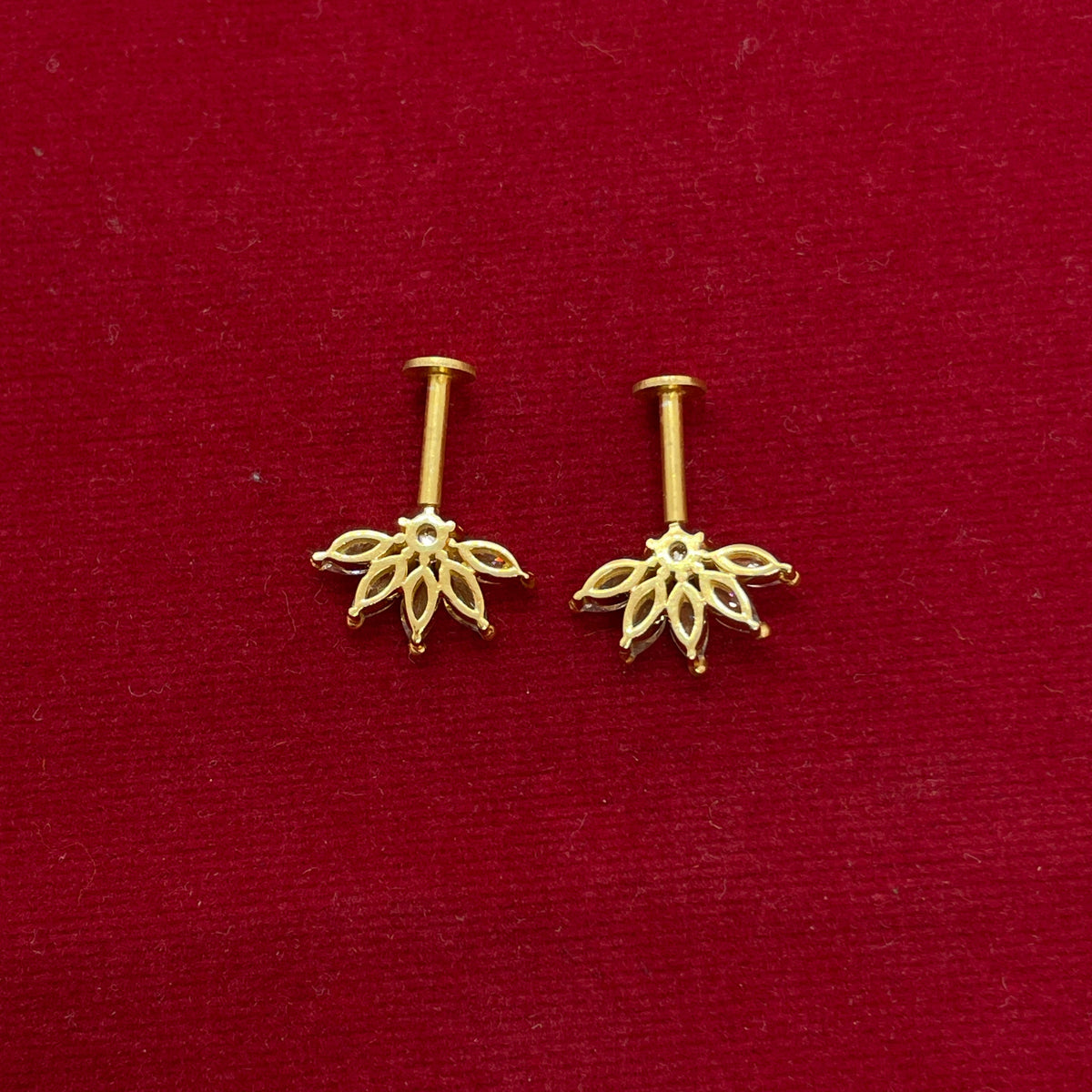 92.5 Silver Gold Plated Half Flower Bugadi Pair | Minimal Floral Elegant Design | Jewellery(pair)