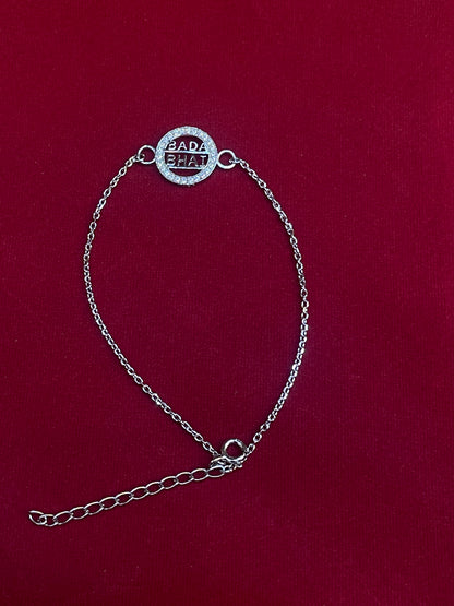 925 Sterling Silver Bada Bhai Rakhi | Stone-Studded Chain Rakhi for Raksha Bandhan