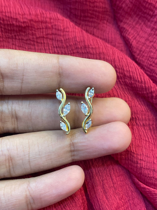92.5 Silver Gold Plated Leaf Ear Cuffs for Women | Stylish Nature-Inspired Design | Trendy Jewellery