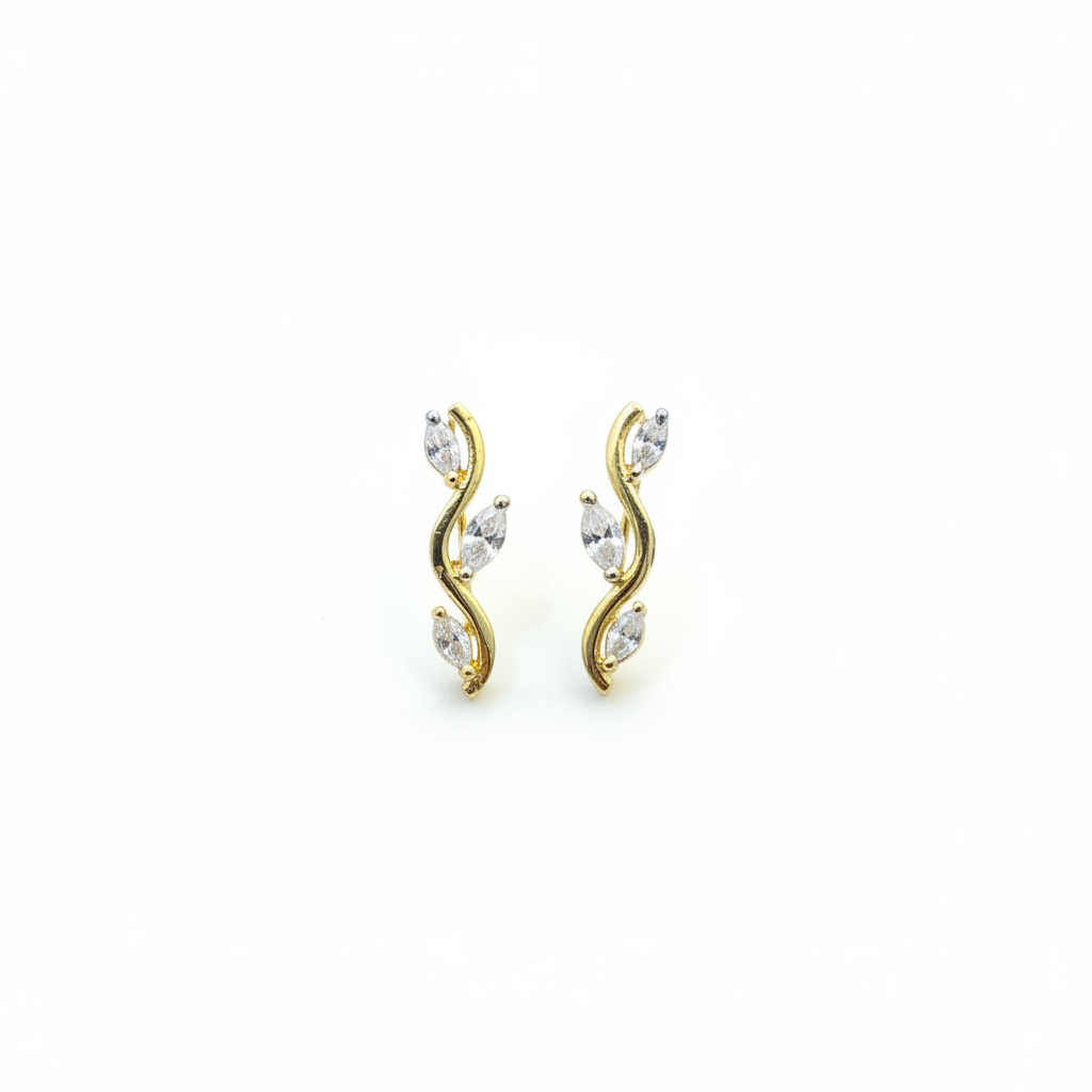 92.5 Silver Gold Plated Leaf Ear Cuffs for Women | Stylish Nature-Inspired Design | Trendy Jewellery