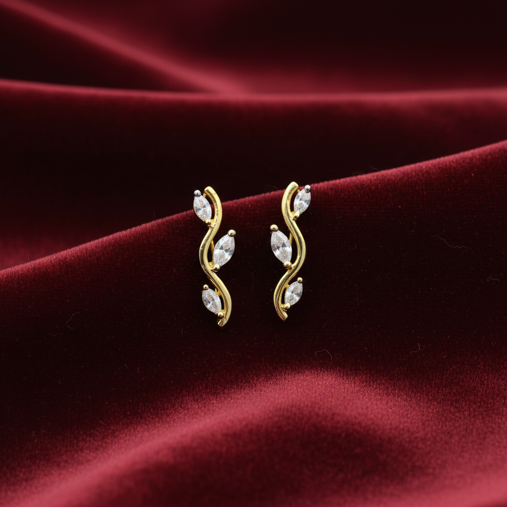 92.5 Silver Gold Plated Leaf Ear Cuffs for Women | Stylish Nature-Inspired Design | Trendy Jewellery
