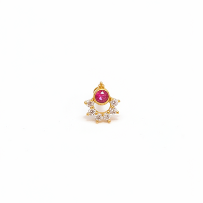 925 Silver Ruby Chandbali Nose Pin (Single Piece) | Stylish Traditional Design | Elegant Jewellery