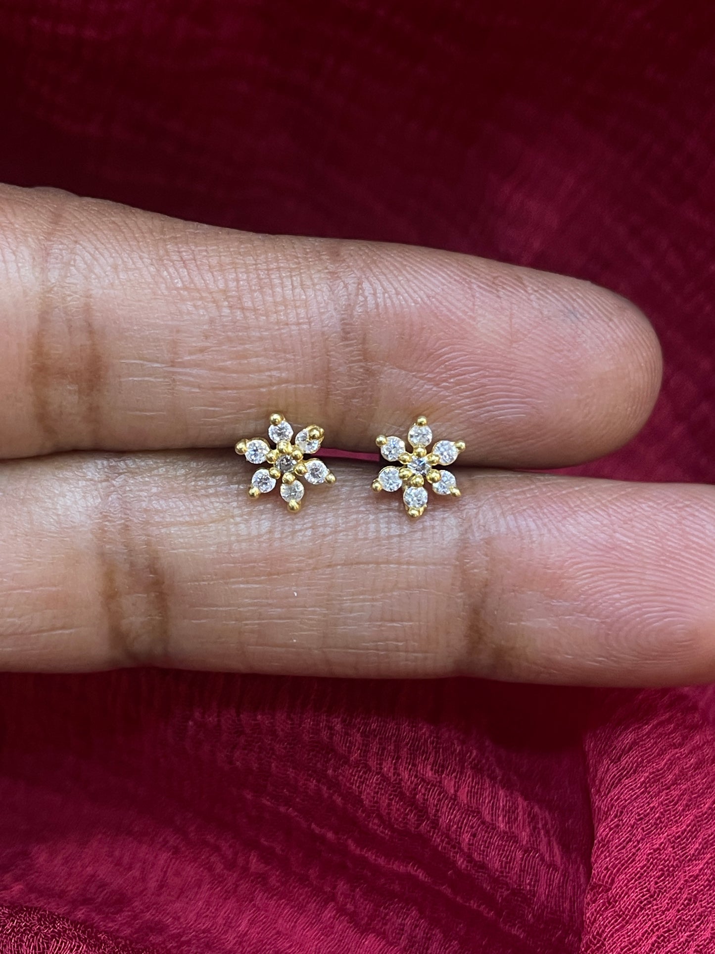925 Silver Gold Plated 6 Petal Studs for Women | Floral Design