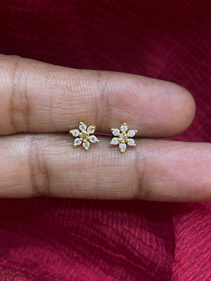 925 Silver Gold Plated 6 Petal Studs for Women | Floral Design