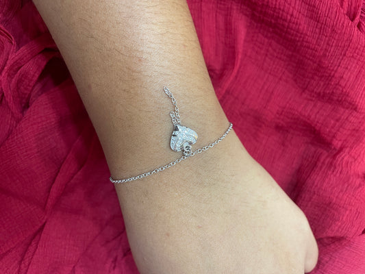 92.5 Silver Minimal Heart Hanging Bracelet for Women 7.5 Inches | Stylish Dangle Design | Elegant Jewellery