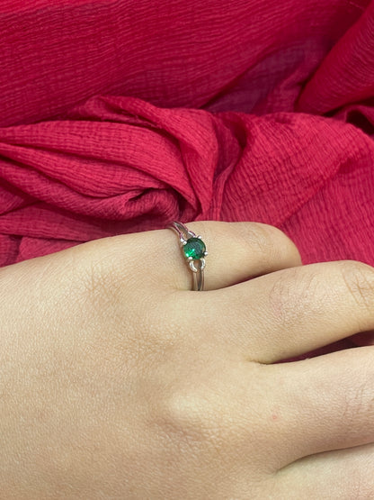 92.5 Silver Green Stone Ring for Women Size 9 | Stylish Vibrant Design | Elegant Fashion Jewellery