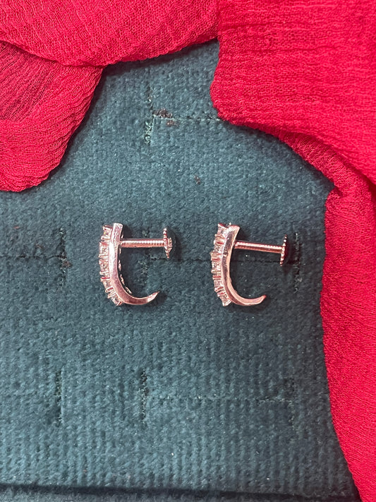 92.5 silver classy CZ white stone earrings