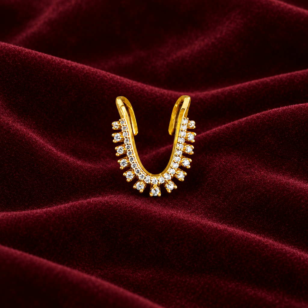 92.5 Silver Gold Plated White CZ Vanki Ring for Women