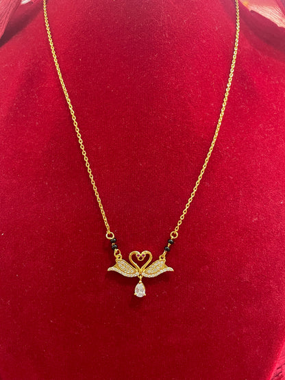 92.5 Silver Gold Plated Swan Black Bead Chain for Women 18.5 Inches | Elegant Symbol Design | Stylish Jewellery