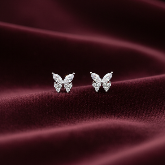 925 Silver Butterfly Studs - Ball back