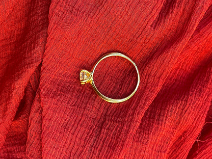 92.5 Silver Gold Plated Minimal White Stone Ring for Women Size 13 | Elegant Jewellery